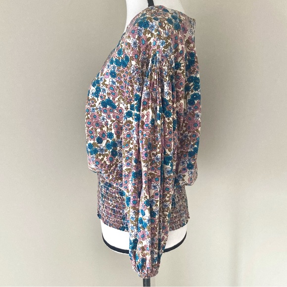 Anthropologie Maeve Odette Smocked Floral Top Size L - Picture 7 of 11